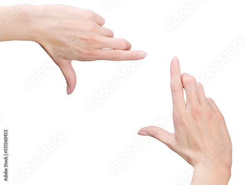 Frame made with woman's hands. Png isolated with transparency