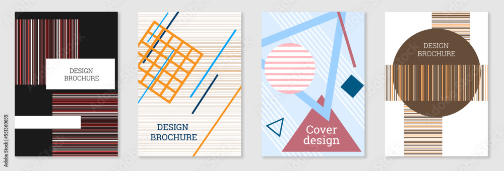 Set of cover design in Memphis style. Geometric design, abstract background. Fashionable bright cover, banner, poster, booklet. Creative colors. Set of cover design in Memphis style. Geometric design, abstract background. Fashionable bright cover, banner, poster, booklet. Creative colors.