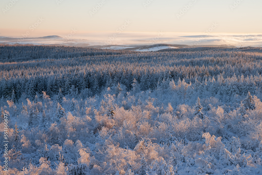 sunrise over a winter landscape with fog sunrise over a winter landscape with fog