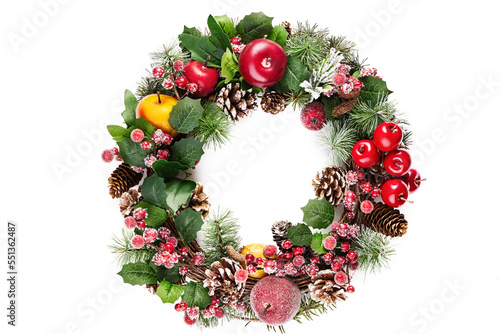 Christmas Wreath, Christmas Home Decoration, Cut Out, Isolated on White Background