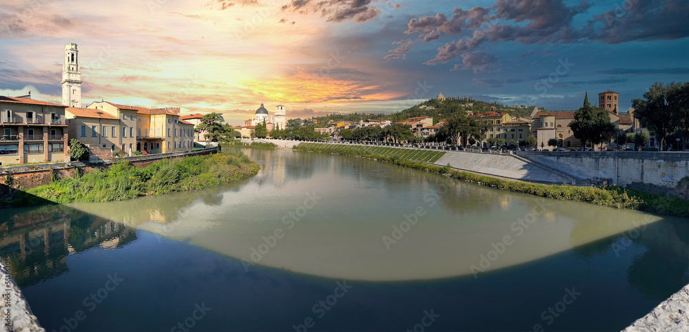 Verona on the Adige River. Veneto, Italy, Europe. Verona on the Adige River. Veneto, Italy, Europe.