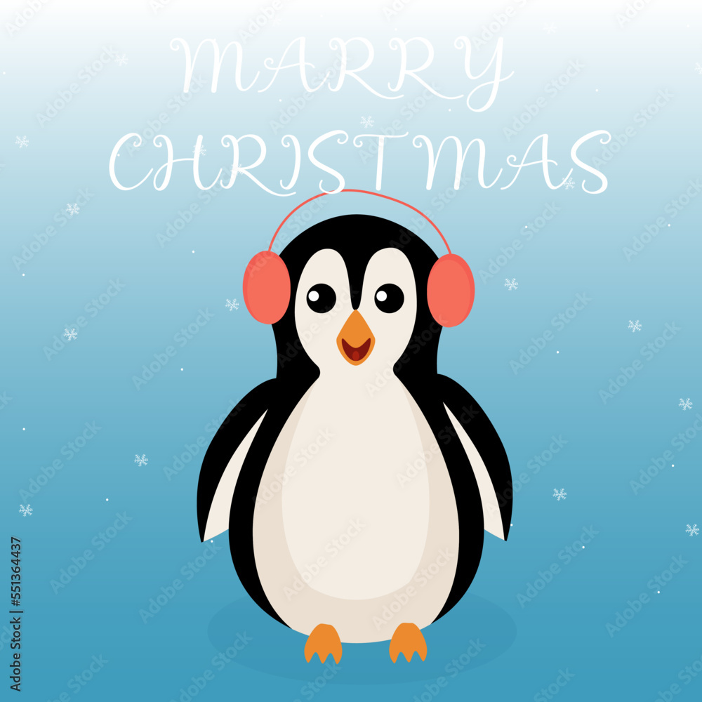 penguin with christmas card penguin with christmas card