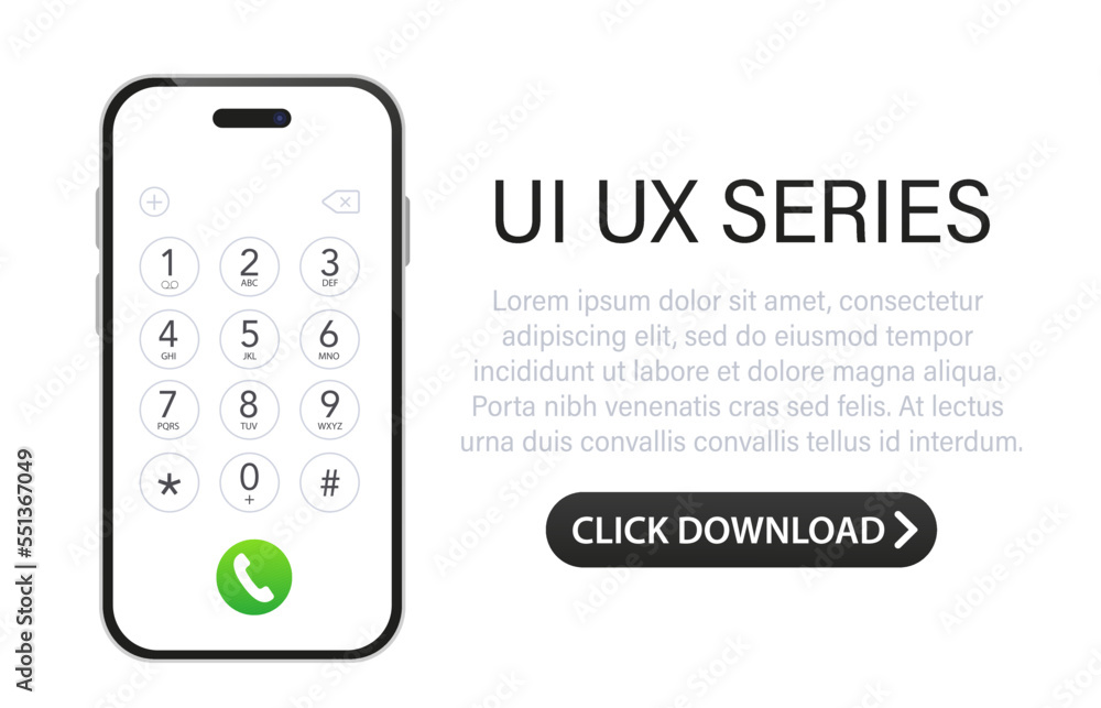 Smartphone keyboard with numbers and letters. Interface keyboard for