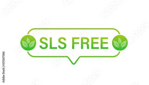Green icon with sign sls free. Sls free on white background. Vector illustration