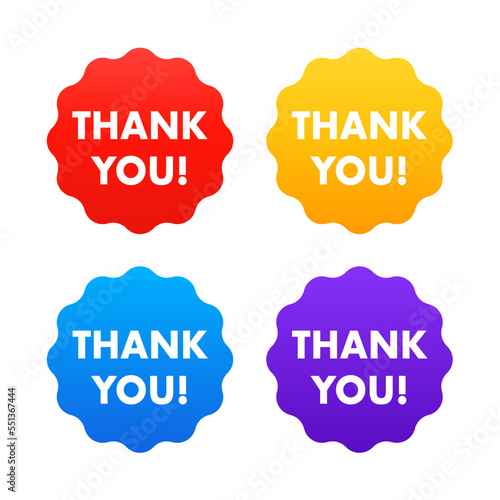Thank you sign icon. thank you symbol.thank you button. 4 icons set. Vector illustration