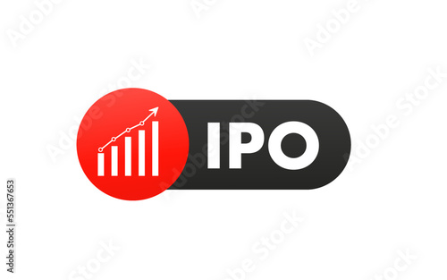 Investment in IPO world economy, trade in IPO market button in stylish design. Vector illustration