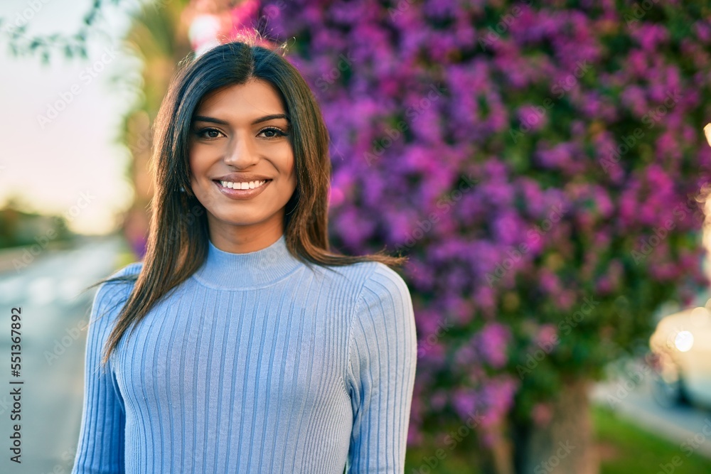 Beautiful hispanic woman smiling confient at the park Beautiful hispanic woman smiling confient at the park