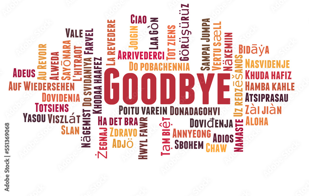 Goodbye in different languages word cloud concept