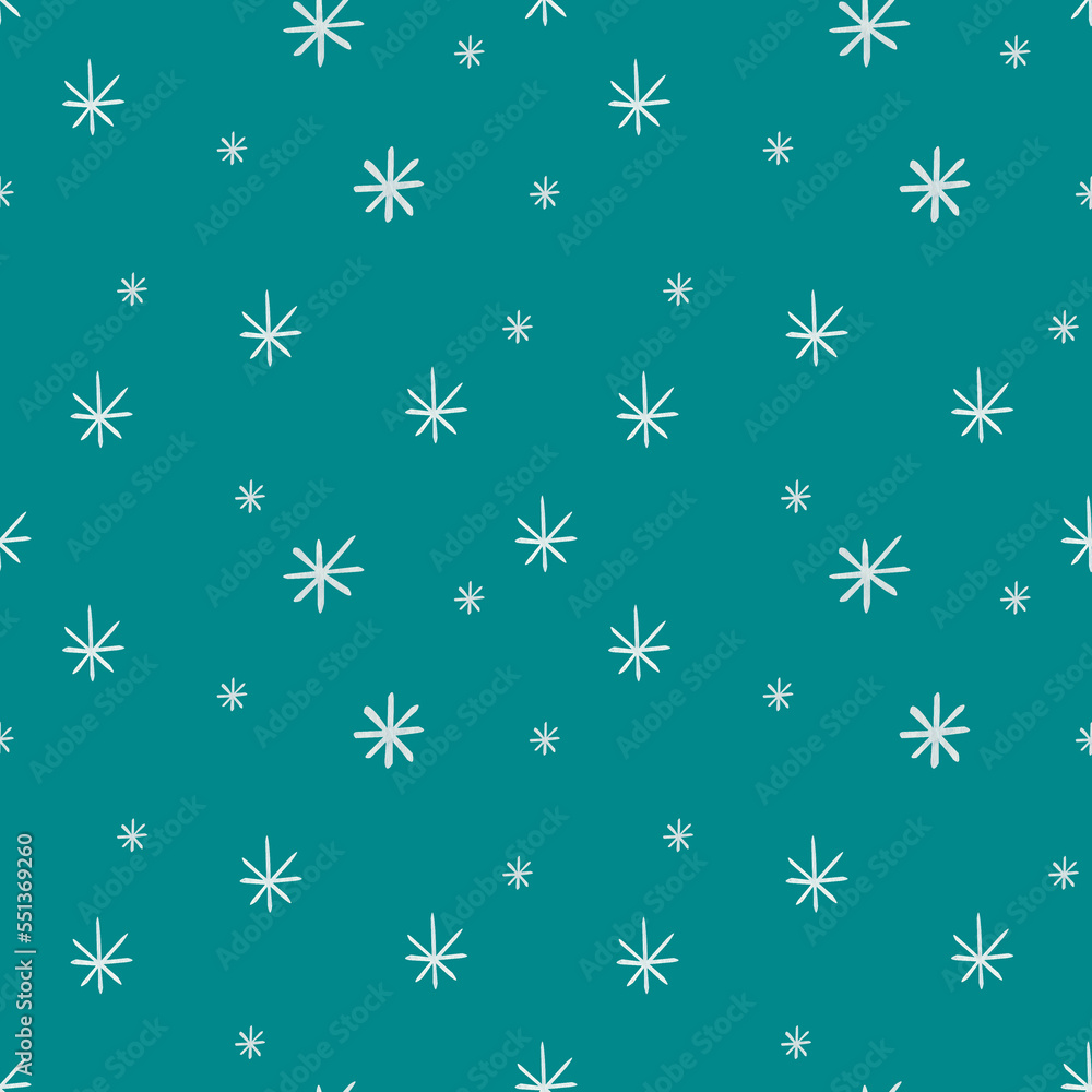 Watercolor pattern of snowflakes on a blue background Watercolor pattern of snowflakes on a blue background