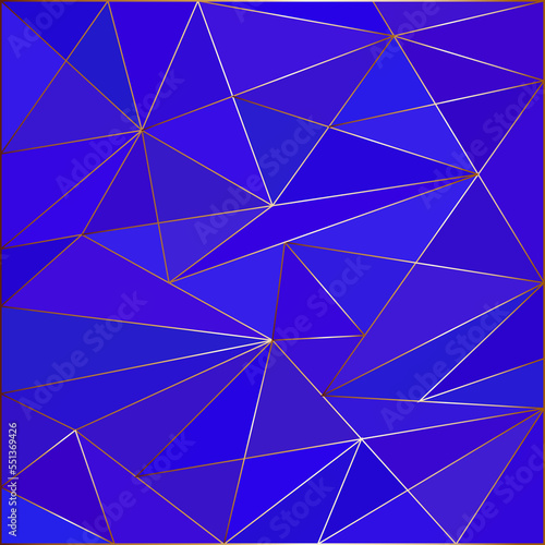 Low polygonal blue colored square pattern with metal gradient photo