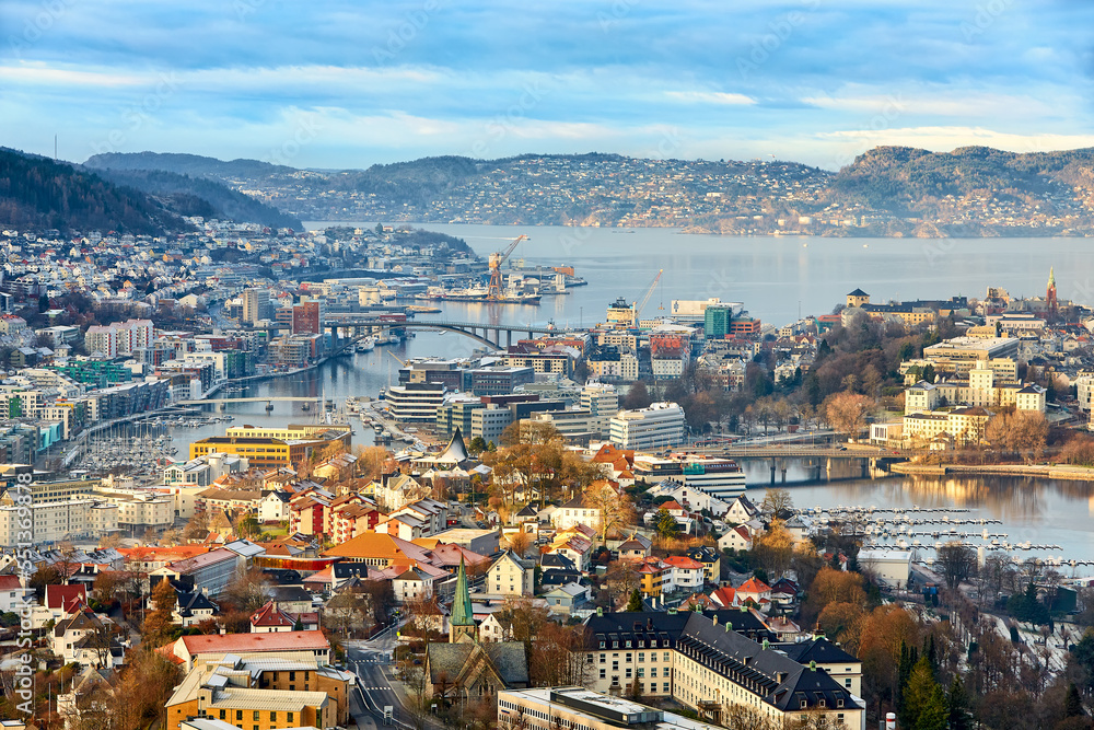 Bergen city from hill, Norway