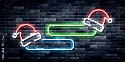 Vector realistic isolated neon sign of Christmas frame logo on the wall background.