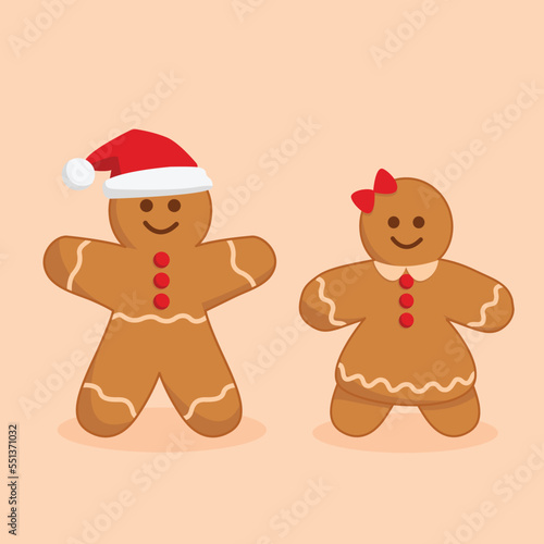 Gingerbread Man. christmas icon. Vector. Festive winter symbols. Flat design. Cartoon. colorful illustrations