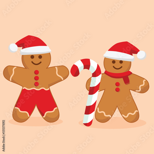 Gingerbread Man. christmas icon. Vector. Festive winter symbols. Flat design. Cartoon. colorful illustrations