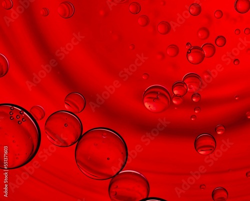 Abstract water bubbles on red background