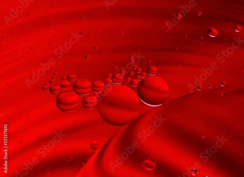 Abstract water bubbles on red background