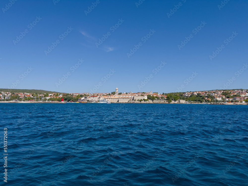 The view from the ship over the island of Krk in Croatia.