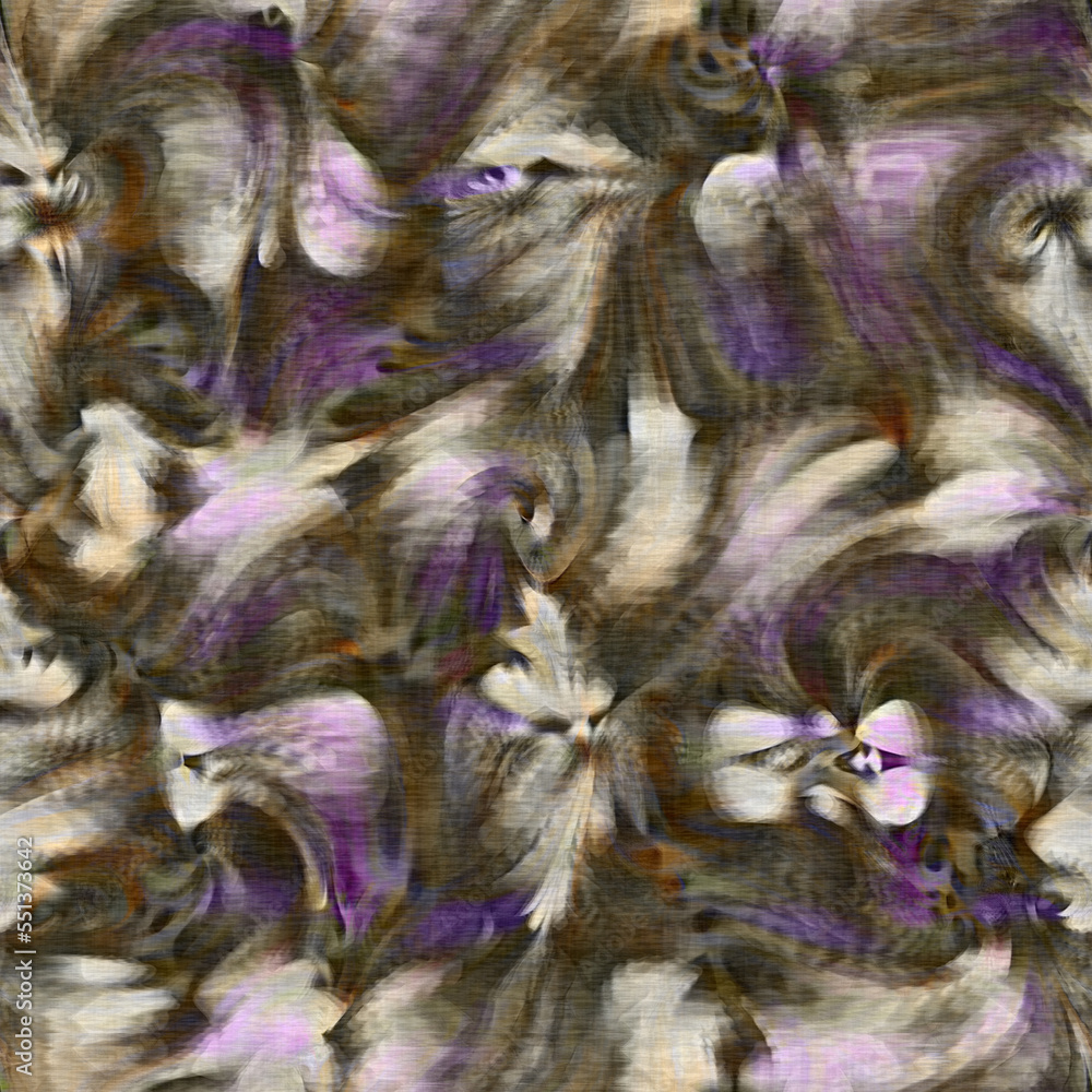 Obraz premium Marbled floral decorative pattern. Seamless botanical wash for organic all over print. Retro fashion tile. 
