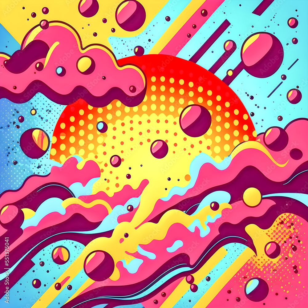 Hand drawn illustration, Retro and 90s style, Pop Art, Abstract, Crazy, and Psychedelic Background. Hand drawn illustration, Retro and 90s style, Pop Art, Abstract, Crazy, and Psychedelic Background.