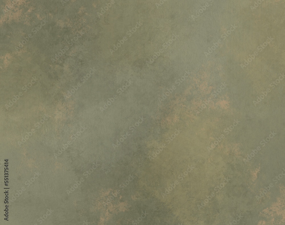 Abstract watercolor painting texture. Brushed and splashed surface, digital content. Copy space empty background for creative projects. Dark green and beige color. 