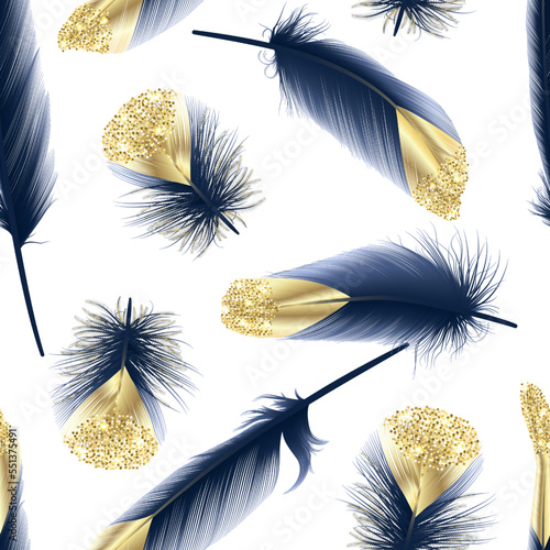 Seamless pattern with feathers. Vector illustration.