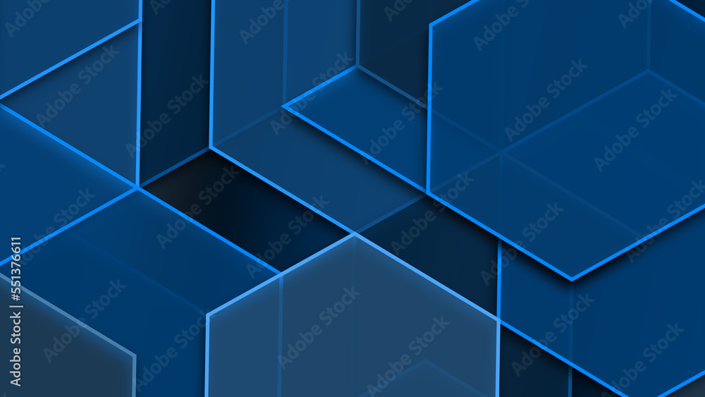 Illustration of a blue background with translucent transparent geometric shapes Illustration of a blue background with translucent transparent geometric shapes