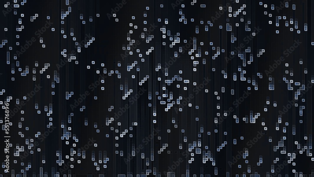 Illustration of a black background with gray-blue blurred pixels and more added effects Illustration of a black background with gray-blue blurred pixels and more added effects