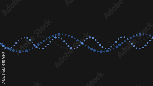 Illustration of circles in waves on a black background with added effects