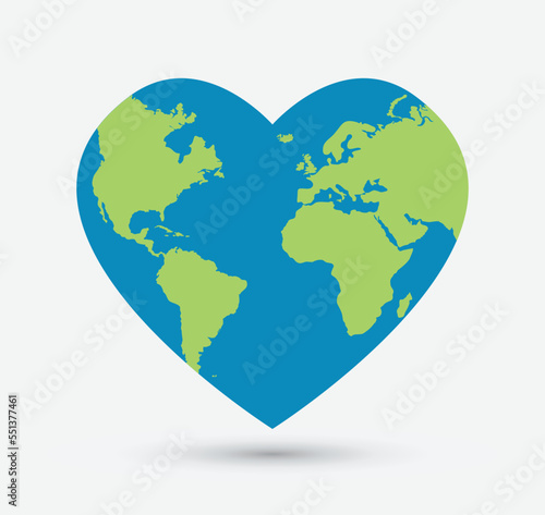Heart world shape icon, vector illustration