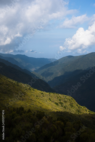 Beautiful mountain view, light effects on mountains, green mountains © SadCatStudio