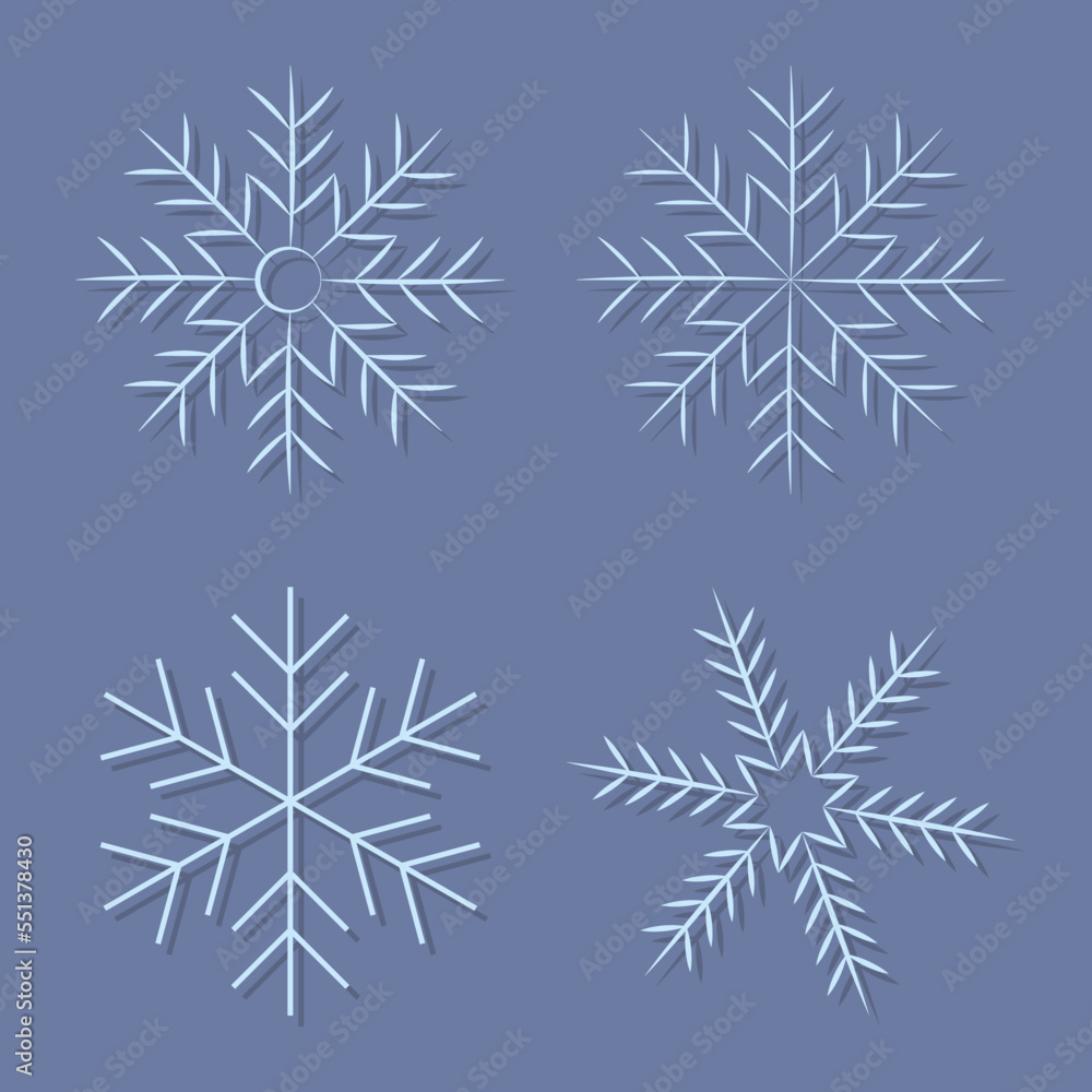 Set of snowflakes vector illustration icons, labels. Set of snowflakes vector illustration icons, labels.