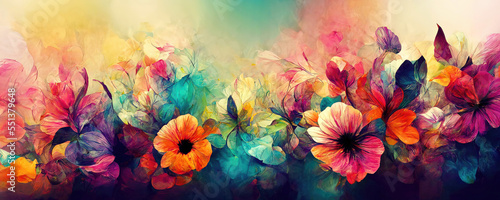 Beautiful abstract colorful flower design. Generative AI photo