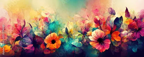 Panel kuchenny z motywem Beautiful abstract colorful flower design. Generative AI