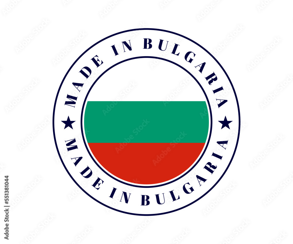 Made in Bulgaria icon. Made in Bulgaria circle label. Stamp made in with country flag Bulgaria. Vector illustration eps10 Made in Bulgaria icon. Made in Bulgaria circle label. Stamp made in with country flag Bulgaria. Vector illustration eps10