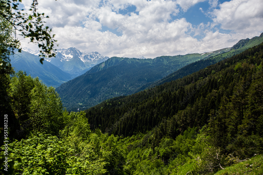 magnificent view of Caucasus Mountains and sky magnificent view of Caucasus Mountains and sky