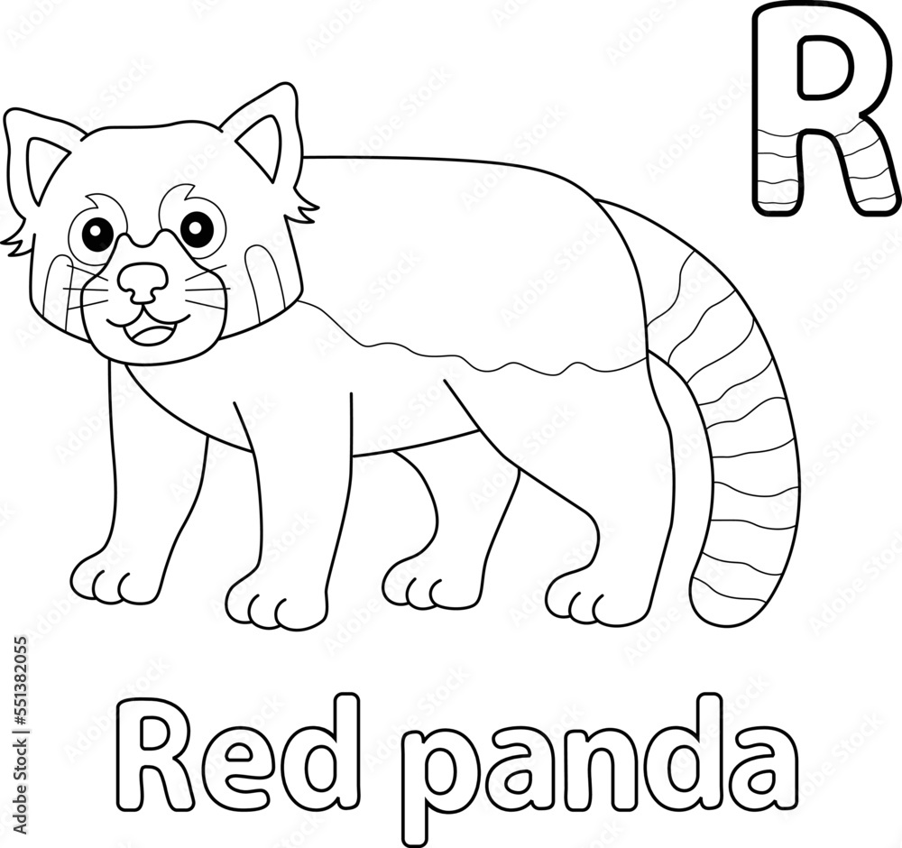 Red Panda Alphabet ABC Isolated Coloring Page R Red Panda Alphabet ABC Isolated Coloring Page R