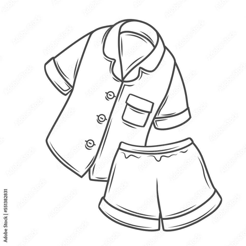 Pajamas line icon vector illustration. Hand drawn outline pyjama