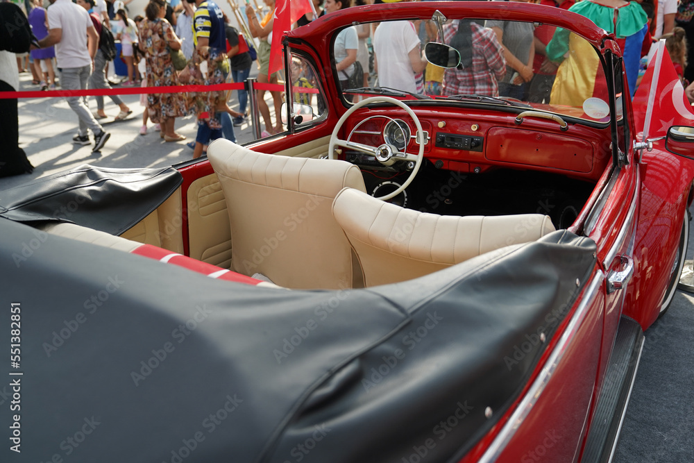Nostalgic open-top (Cabrio)  passenger car from the 1970s