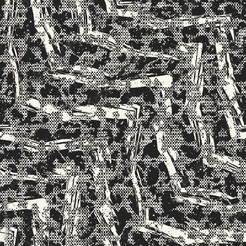 Monochrome Glitch Effect Textured Zigzag Pattern