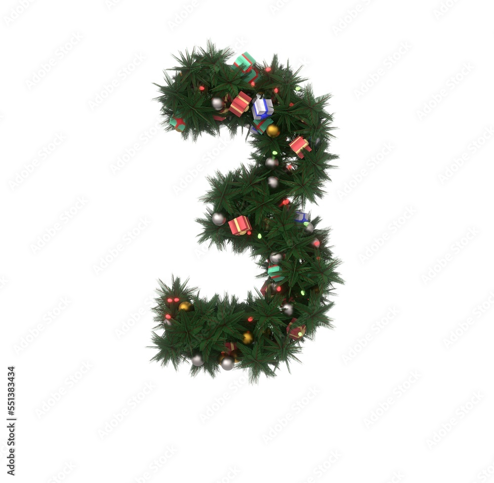 Decorative Wreath Font - Number 3 Decorative Wreath Font - Number 3