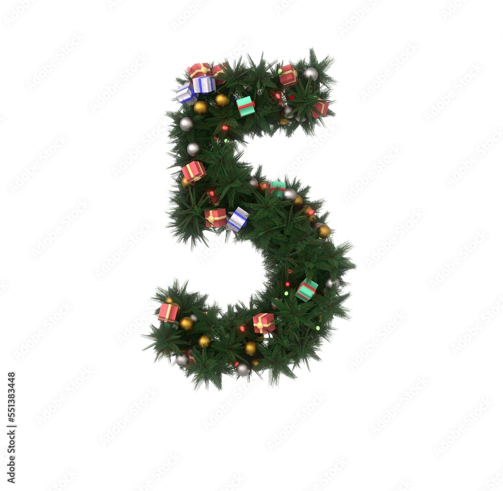 Decorative Wreath Font - Number 5 Decorative Wreath Font - Number 5