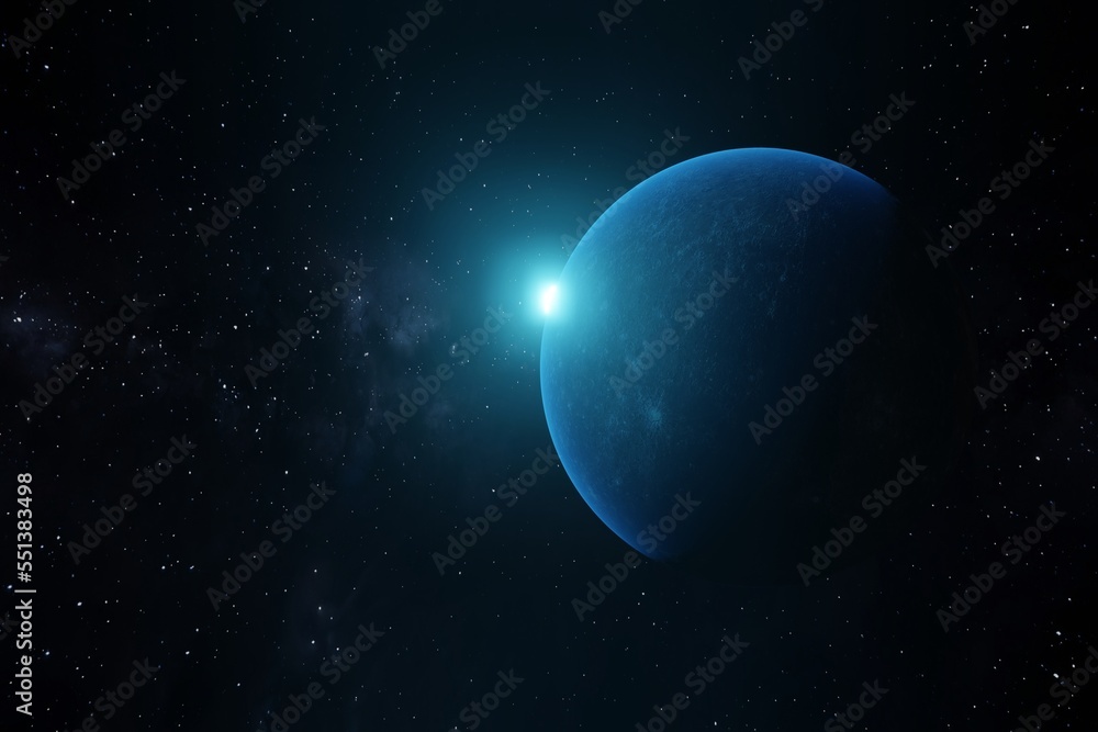 Outer space, planet view and star after planet. Science fiction concept. 3d render. Outer space, planet view and star after planet. Science fiction concept. 3d render.