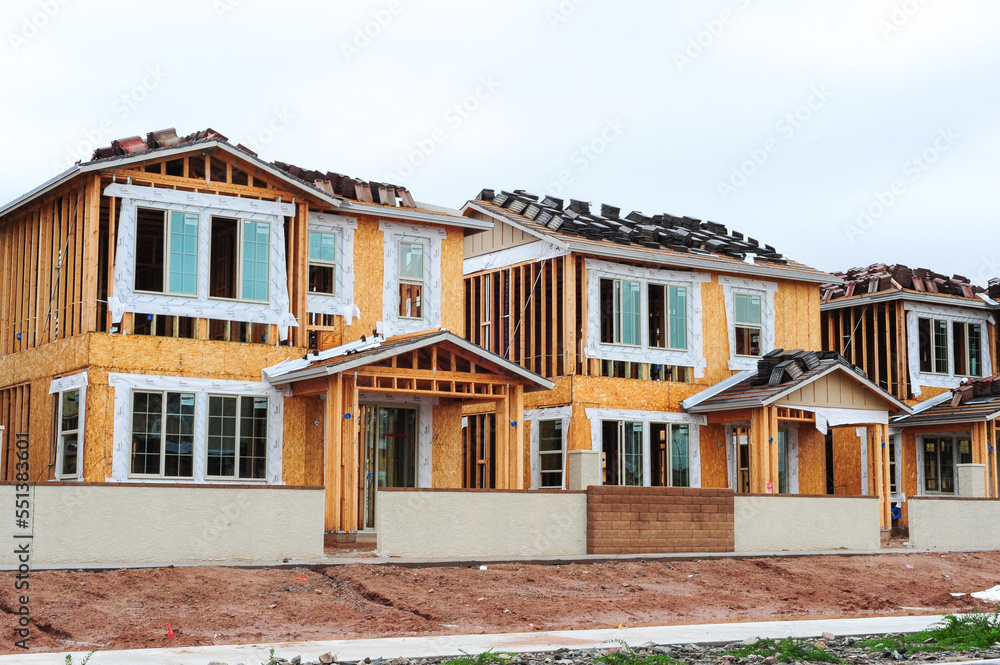 Construction of homes in new subdivision
