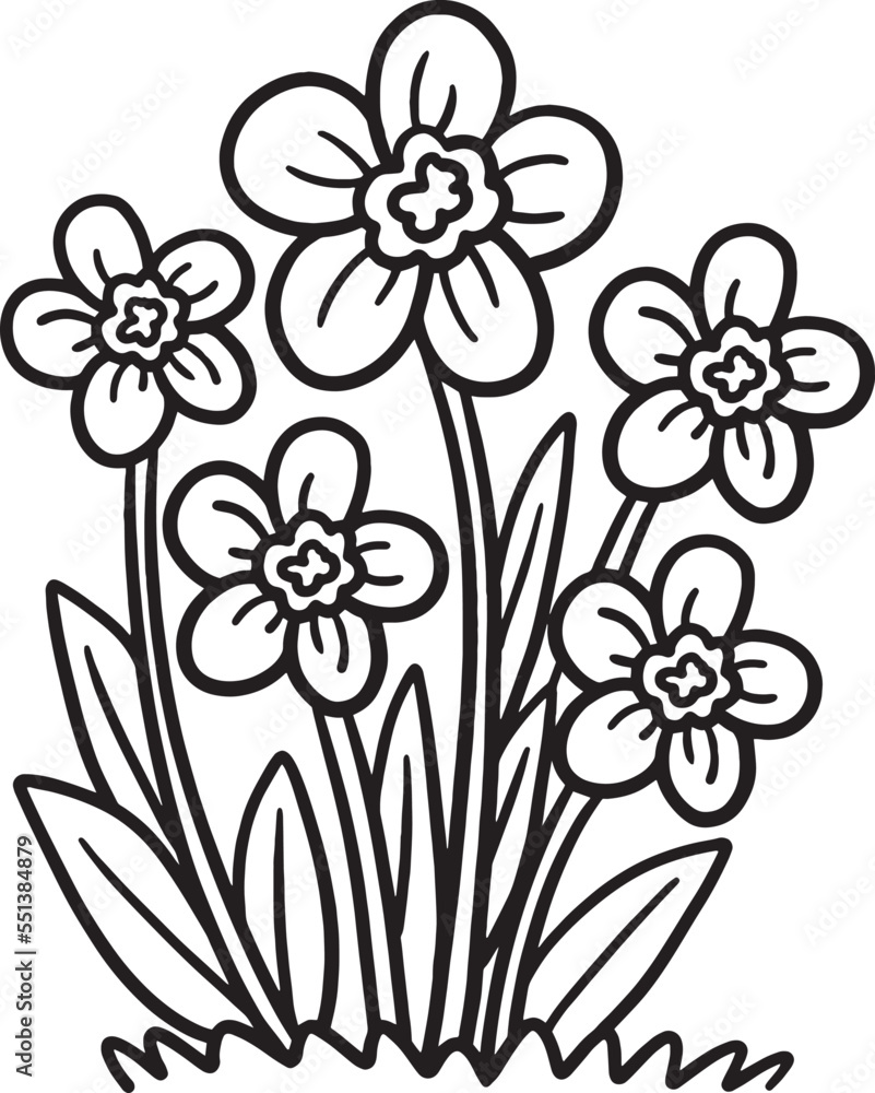 Spring Flower Isolated Coloring Page for Kids Stock Vector | Adobe Stock