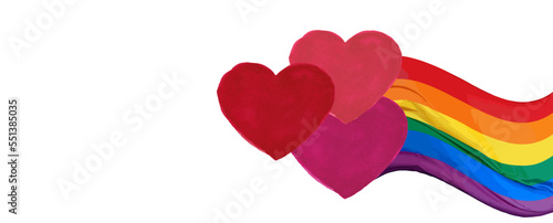 Waving rainbow flag of LGBT. Gay, Lesbian, Bisexual, Transgender and Queer pride symbol