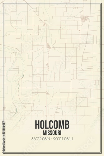 Wallpaper Mural Retro US city map of Holcomb, Missouri. Vintage street map. Torontodigital.ca