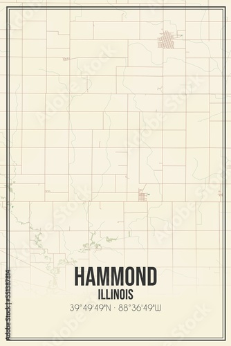 Retro US city map of Hammond, Illinois. Vintage street map. photo