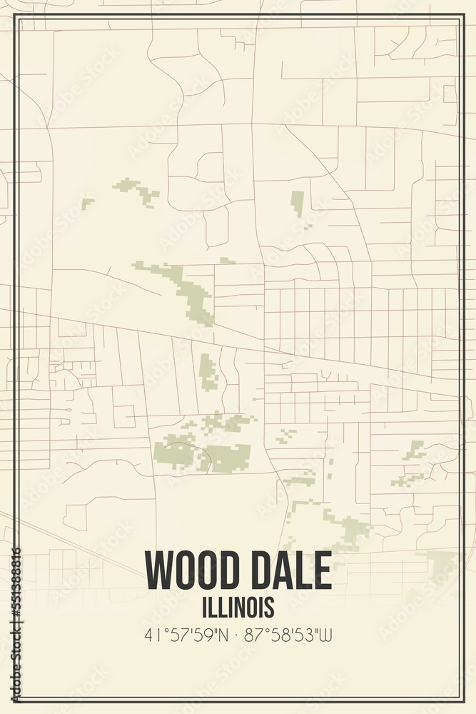 Retro US city map of Wood Dale, Illinois. Vintage street map. Retro US city map of Wood Dale, Illinois. Vintage street map.