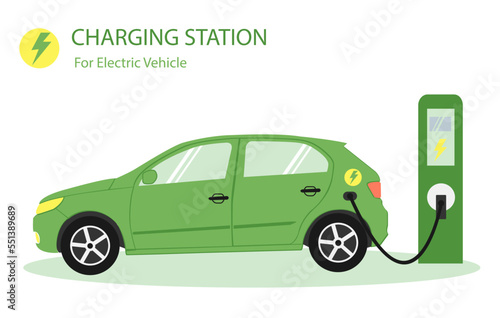 Fototapeta Naklejka Na Ścianę i Meble -  Electric car charging station .Vector