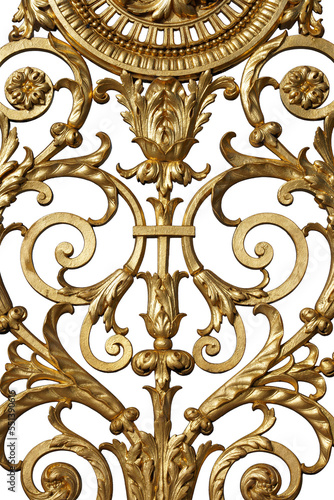 Motifs and details of an Imperial golden gate on png transparent background.